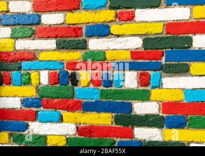 multi coloured (painted) colourful bricks in Burano Stock Photo