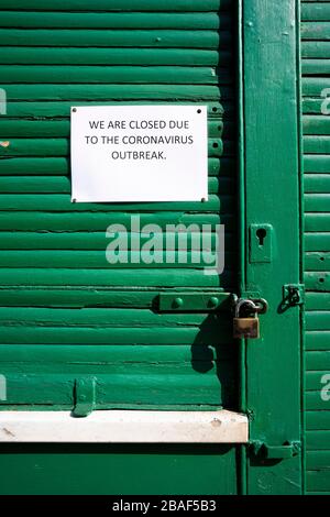 Businesses on Deptford High St, London, UK closed due to Coronavirus. Stock Photo