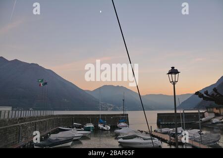 The little port of Argegno on Lake Como, Lombardy Stock Photo