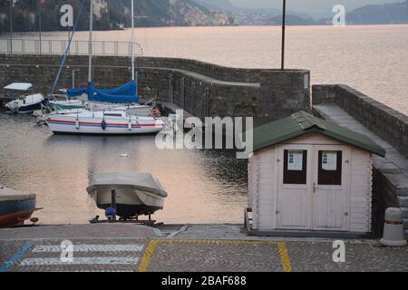 The little port of Argegno on Lake Como, Lombardy Stock Photo