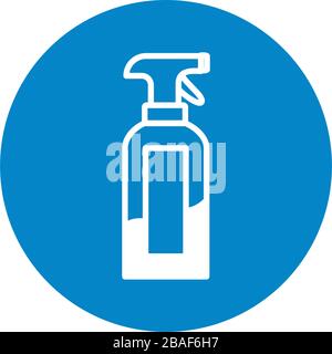 cleaning spray bottle icon over white background, line fill style ...