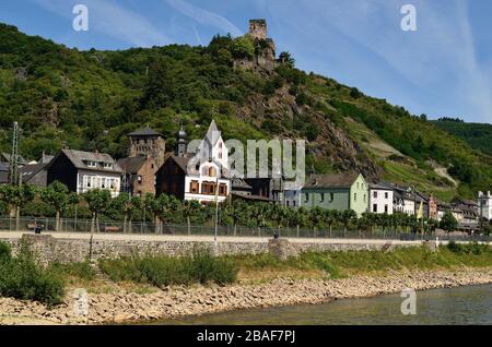 Germany, Rhineland-Palatinate, village Kaub in Rhine Valley a Unesco World Heritage site, Stock Photo