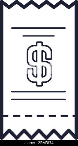 invoice with money symbol icon over white background, line style, vector illustration Stock Vector