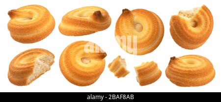 Swirl biscuits, spiral cookies isolated on white background Stock Photo