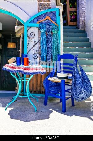 Old souvenirs shop in Amorgos island,Greece. Stock Photo