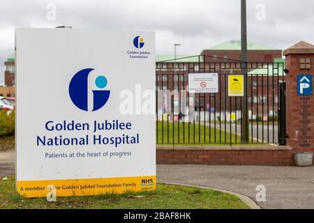 Glasgow, UK. 27th Mar, 2020. General View of the Golden Jubilee National Hospital in Clydebank, Credit: Colin Poultney/Alamy Live News Stock Photo