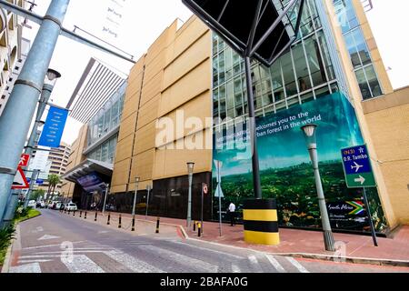 Johannesburg, South Africa - February 29, 2012: Exterior view of Sandton Convention Centre from Maude Street Stock Photo