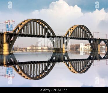Bridge over river in city Stock Photo