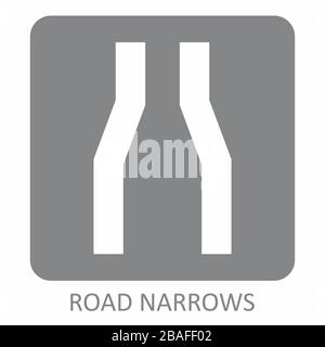 Road Narrows icon Stock Vector