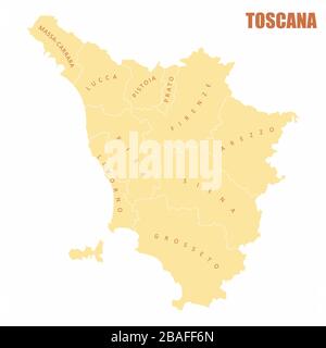 Tuscany administrative map Stock Vector