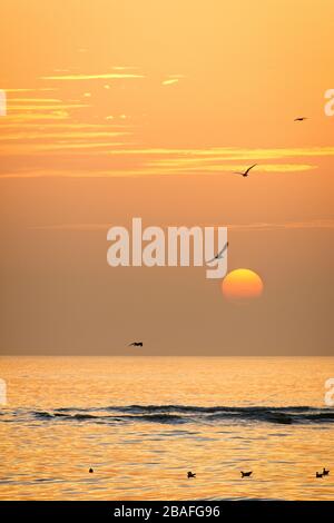 Sunset over the ocean at Tanji, Gambia. Stock Photo