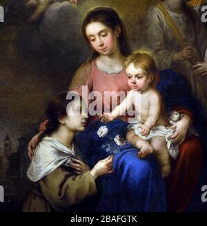The Virgin and Child with Saint Rose of Viterbo 1670 by Bartolome Esteban Murillo 1617-1782 Spain Spanish Baroque painter. Stock Photo