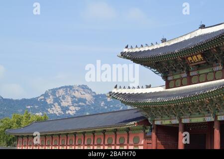 Heungnyemun Gate of Gyeongbokgung Palace, inscription 興禮門 'Heungnyemun Gate', Seoul, Korea Stock Photo