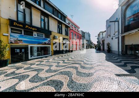 Deserted streets of historic centre of Cascais, Portugal during the Coronavirus Covid-19 pandemic Stock Photo