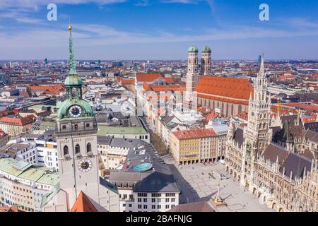 Aerial of the city center of Munich, Germany Stock Photo