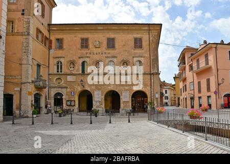 The central square of Arpino, a town in the Lazio region, Italy Stock Photo