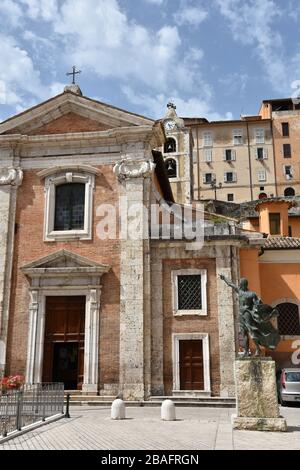 The central square of Arpino, a town in the Lazio region, Italy Stock Photo