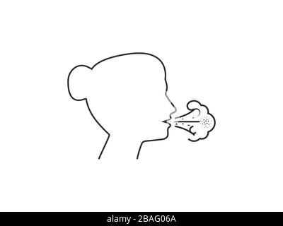Cough, flu icon. Vector illustration, flat design. Stock Vector