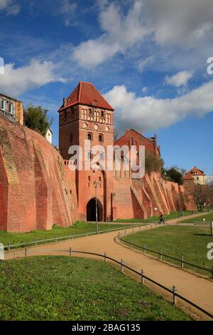 Old citywall with Rossfurt town gate, Tangermuende,  Tangermünde,  Altmark, Saxony-Anhalt, Germany, Europe Stock Photo