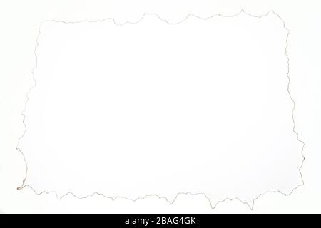 Wrinkle burn white paper, close up image, burnt edges Stock Photo