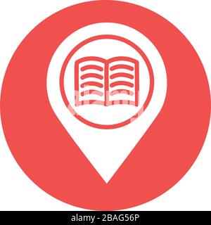electronic book in pin location education online block style Stock Vector