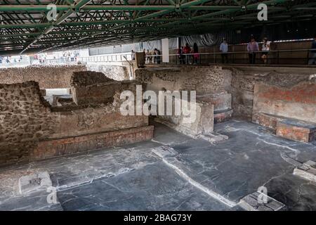 Mexico City, FEB 19, 2017 - Exterior view of the Templo Mayor Museum Stock Photo