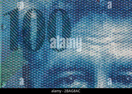 Close up macro detail of CHF money banknotes, detail photo of swiss franc. World money concept, inflation and economy concept Stock Photo