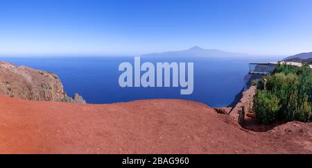 La Gomera - View of Tenerife at the viewpoint Mirador de Abrante Stock Photo