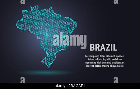 Vector low poly map of Brazil Stock Vector