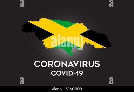 CoronaVirus in Jamaica and Country flag inside Country border Map Vector Design. Covid-19 with Jamaica map with national flag Vector Illustration. Stock Vector
