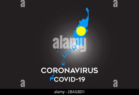 CoronaVirus in Palau and Country flag inside Country border Map Vector Design. Covid-19 with Palau map with national flag Vector Illustration. Stock Vector