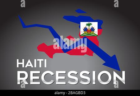 Map of Haiti Recession Economic Crisis Creative Concept with Economic Crash Arrow Vector Illustration Design. Stock Vector