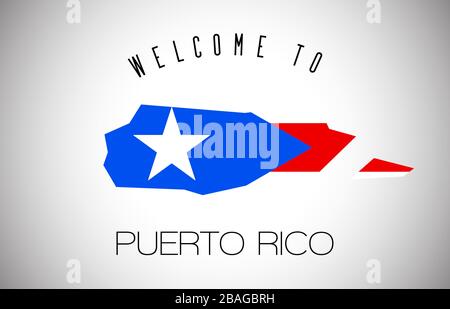 Puerto Rico Welcome to Text and Country flag inside Country Border Map. Puerto Rico map with national flag Vector Design Illustration. Stock Vector