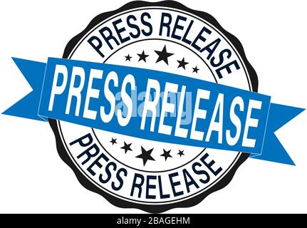 blue press release. stamp. sticker. seal. round grunge vintage ribbon press release sign Stock Vector