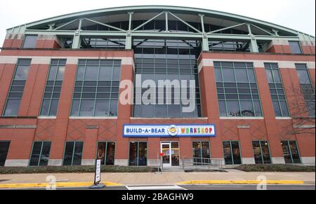 St. Louis, United States. 27th Mar, 2020. St. Louis-based Build-A-Bear is closing all of its stores due to the coronavirus and furloughing 90 percent of its employees, it was released in St. Louis on Friday, March 27, 2020. Furloughed employees will not be paid, but will continue to receive employee benefits including medical, dental, and vision benefits. Build-A-Bear has more than 400 stores around the world. The World headquarters is pictured here in St. Louis on January 4, 2020. File Photo by Bill Greenblatt/UPI Credit: UPI/Alamy Live News Stock Photo