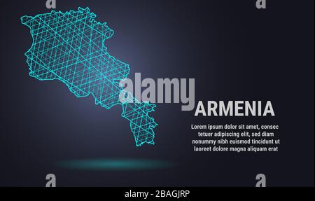Vector low poly map of Armenia Stock Vector
