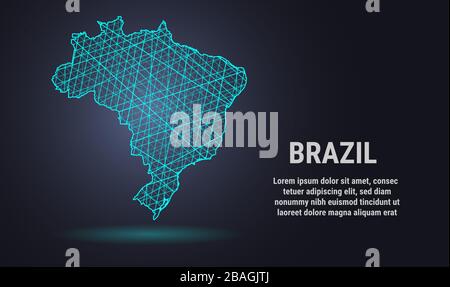 Vector low poly map of Brazil Stock Vector