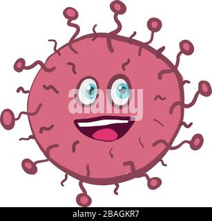 Pink happy virus, illustration, vector on white background Stock Vector
