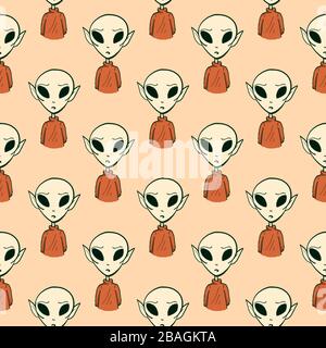 Aliens pattern, illustration, vector on white background Stock Vector