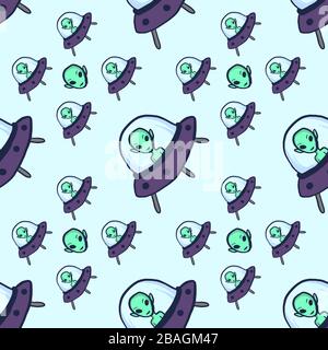 Aliens pattern, illustration, vector on white background Stock Vector