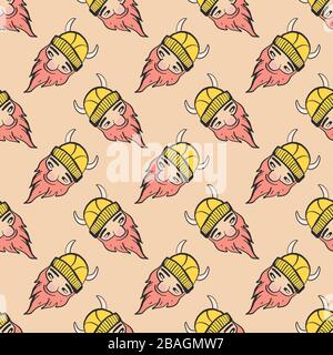 Vikings head pattern, illustration, vector on white background Stock Vector