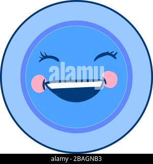 Blue happy dish, illustration, vector on white background Stock Vector