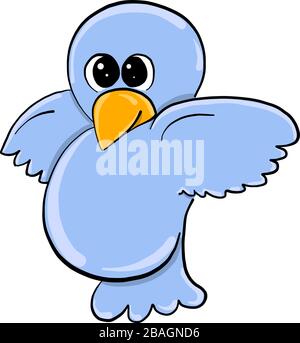Blue cute bird, illustration, vector on white background Stock Vector