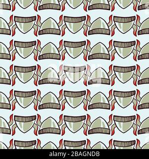 Vikings hat pattern, illustration, vector on white background Stock Vector