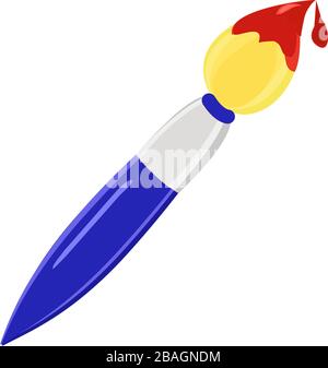 Blue paintbrush, illustration, vector on white background Stock Vector