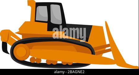 Orange bulldozer, illustration, vector on white background Stock Vector