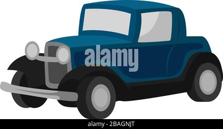 Blue old car, illustration, vector on white background Stock Vector