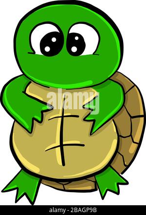 Cute cartoon turtle. Vector illustration isolated on a white background ...