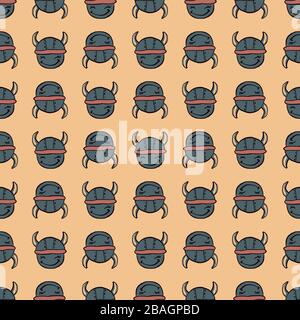 Viking head pattern, illustration, vector on white background Stock Vector