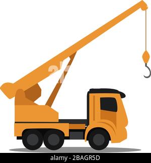 Truck with crane, illustration, vector on white background Stock Vector